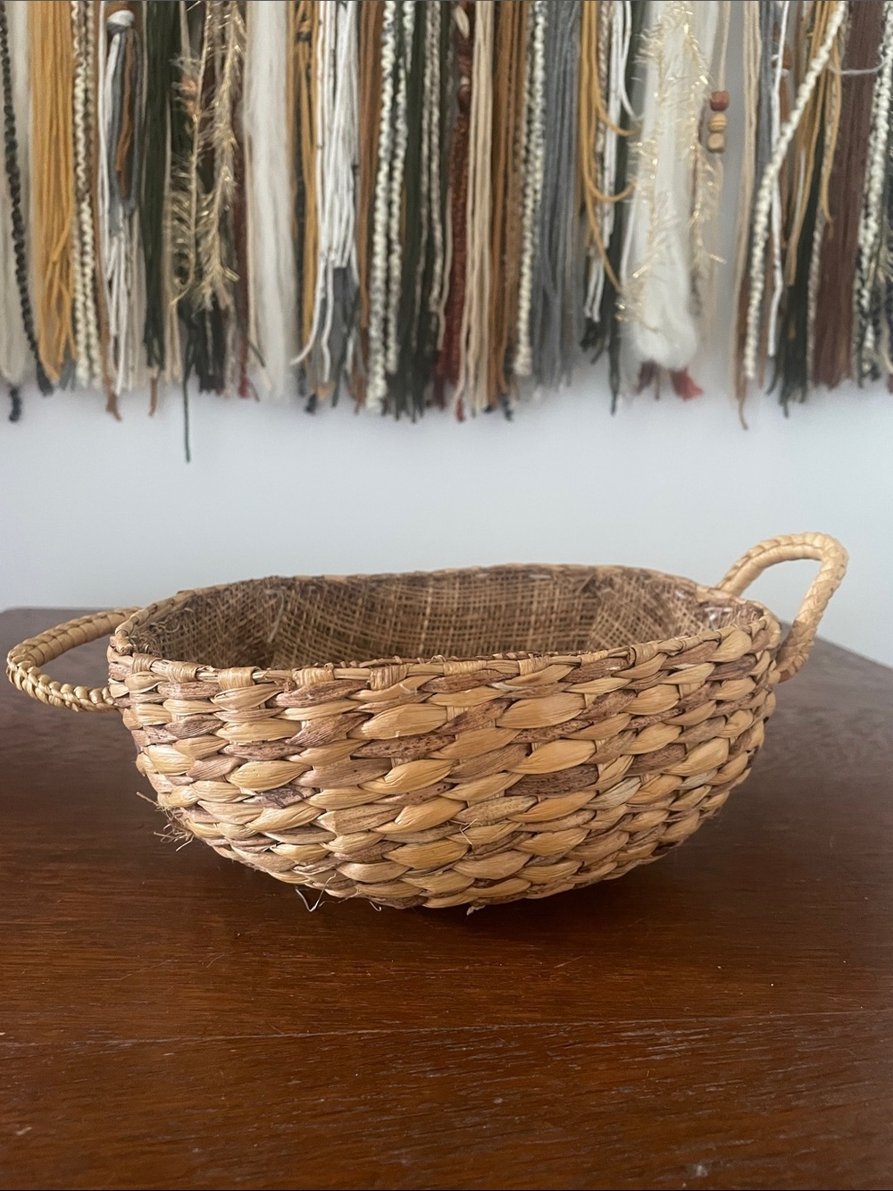 Handwoven Natural Seagrass Basket with Handles - Home Accents